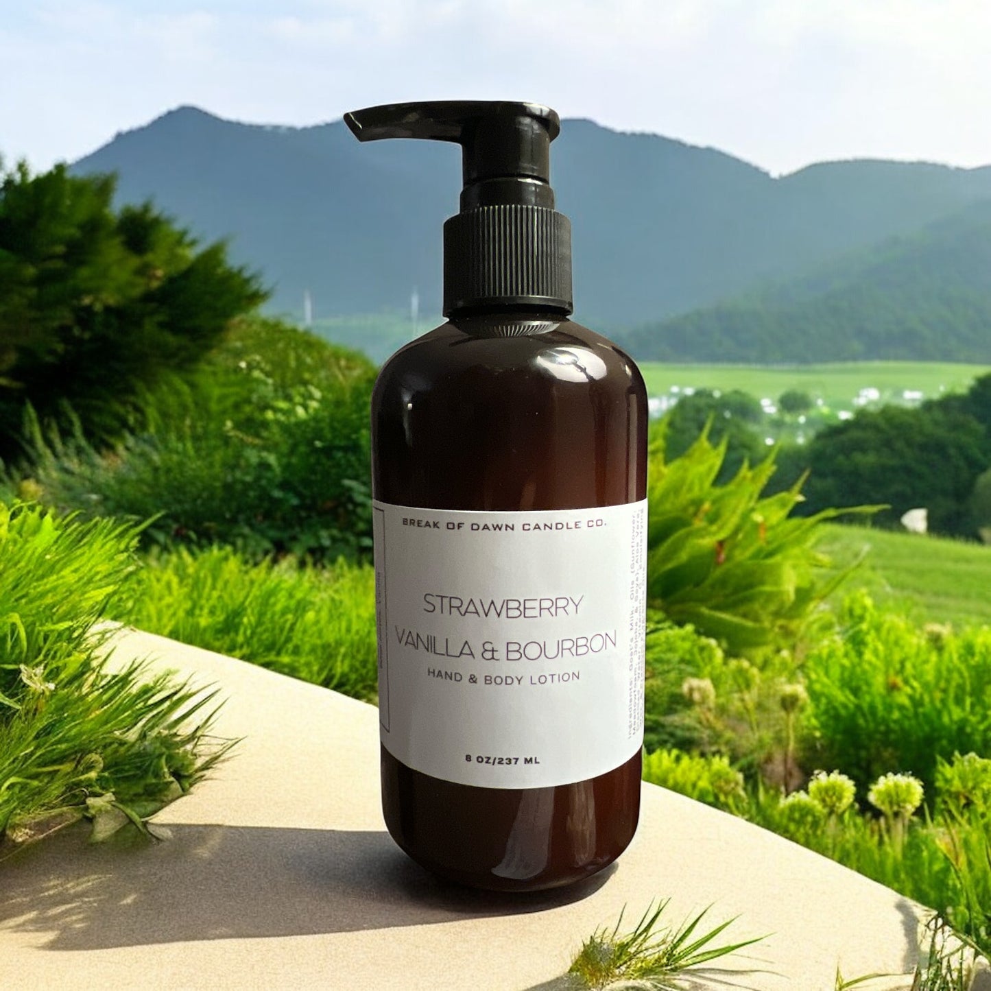 Strawberry Vanilla + Bourbon Hand & Body Lotion- 8 oz